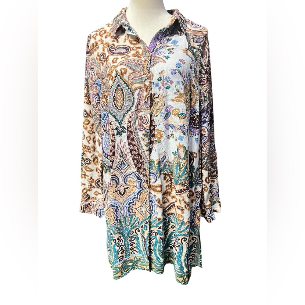 Chico's Multicolor paisley shirt dress.